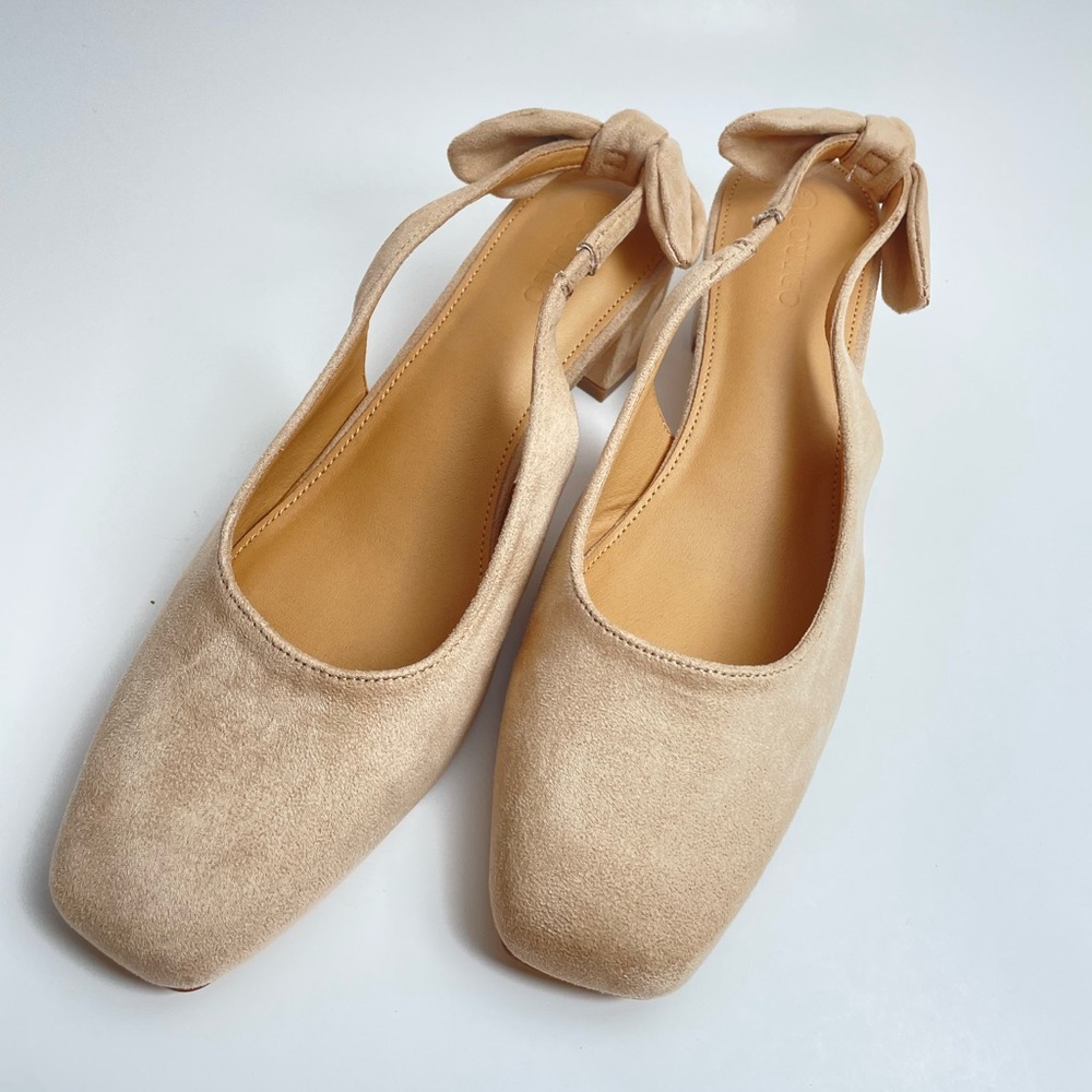 Women’s Chunky Low Heel Bow Slingback Pumps - Color Apricot – Size 8.5 - Picture 6 of 7
